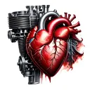 v8 engine morphed to heart  tattoo design idea