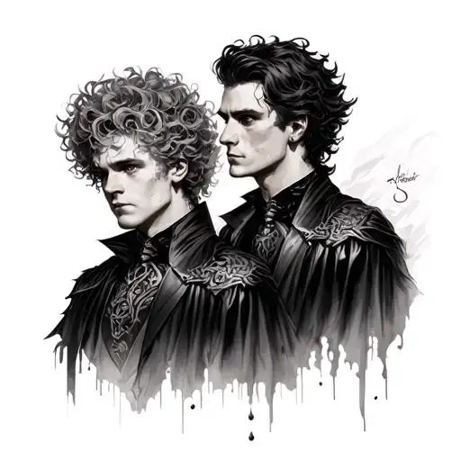 good omens aziraphale and Crowley tattoo design idea