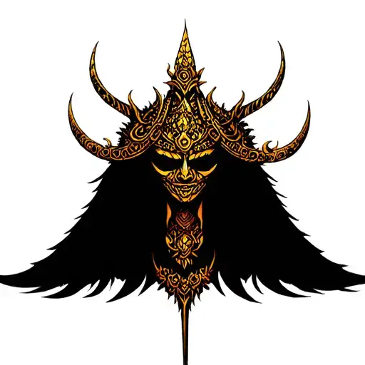 golden Thai warrior tattoo design idea