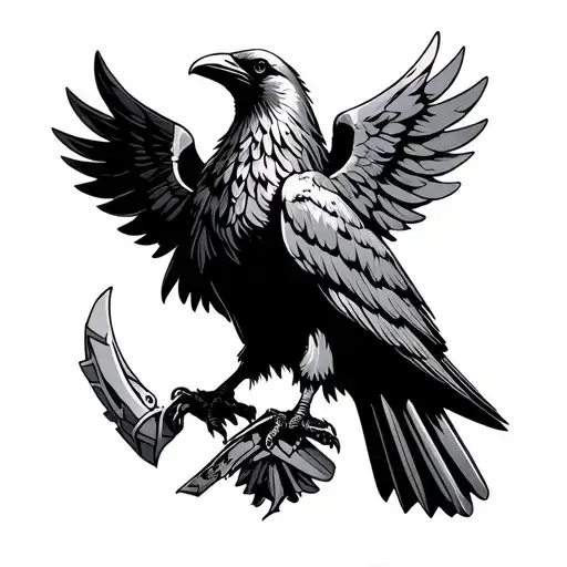 crow looking like imperial eagle emblem from wh40k tattoo design idea