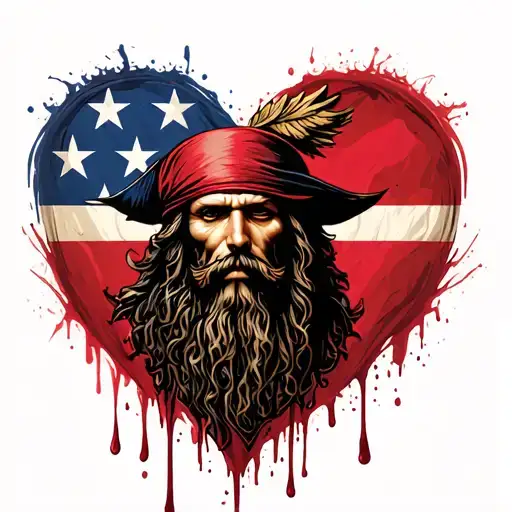 blackbeards flag bleeding heart tattoo design idea
