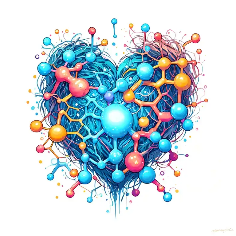 oxytocin and dopamine molecules connected line tattoo tattoo design idea