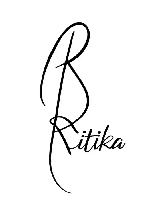 "Ritika" name written tattoo design idea