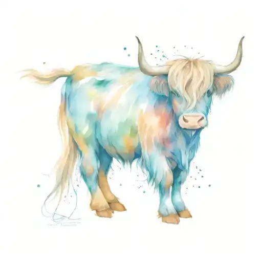 highland cow tattoo design idea