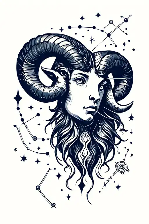 Aries constellation intertwined tattoo design idea
