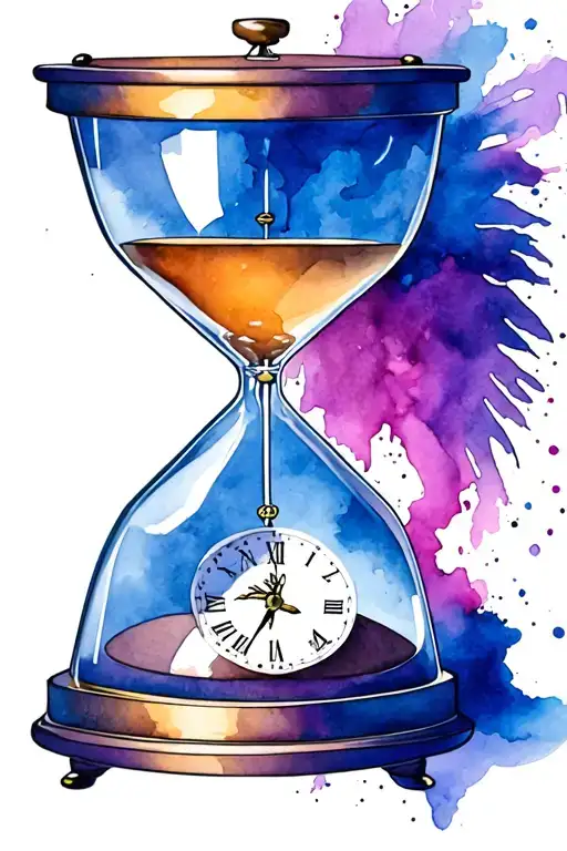 lion clock hourglass tattoo design idea