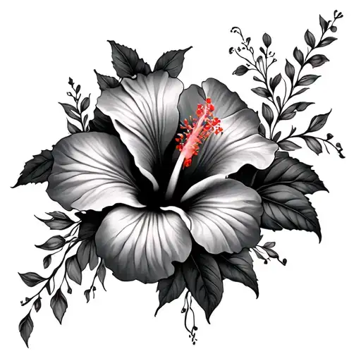 psalm 23 and hibiscus flower surrounded tattoo design idea