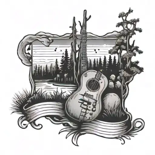 arizona, music, forest scene, little stranger band tattoo design idea