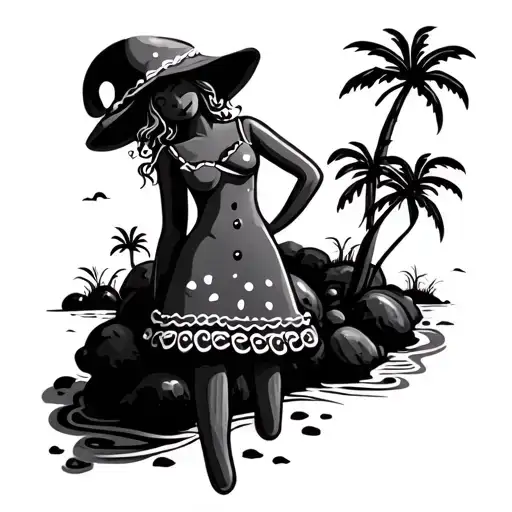 Gingerbread woman on the beach tattoo design idea