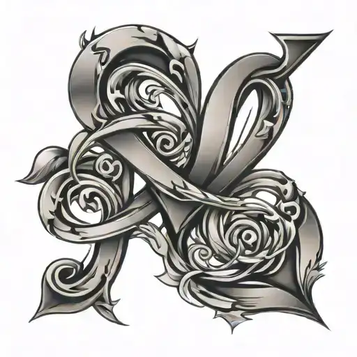 The letters "J" and "Z" are entwined within the shape of a heart, forming a beautiful and unique symbol of your love.  tattoo design idea