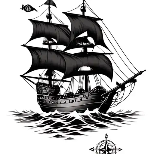 I want small tatto inspired by pirates of carrebian need rose and compass jack and black pearl ship  tattoo design idea