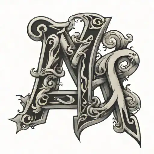 mixed letters L and M letter tattoo design idea