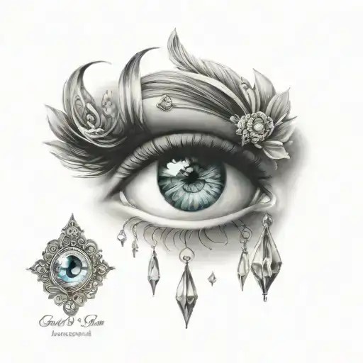 gypsy eye with diamond tattoo design idea