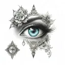 gypsy eye with diamond tattoo design idea
