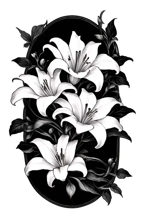 Lily flowers and vines wrapping tattoo design idea