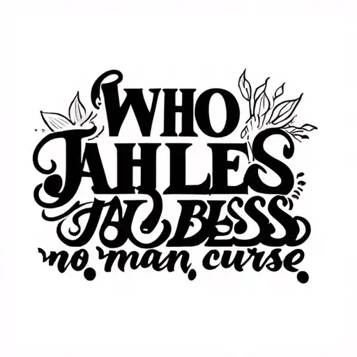 "Who Jah Bless , no man curse" text tattoo design idea