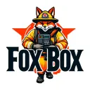 "Fox Box" "Fox Box" tough looking fireman fox wearing firefighting gear with radio equipment tattoo design idea