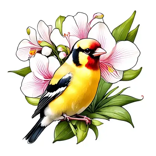 goldfinch orchidée blanche tattoo design idea