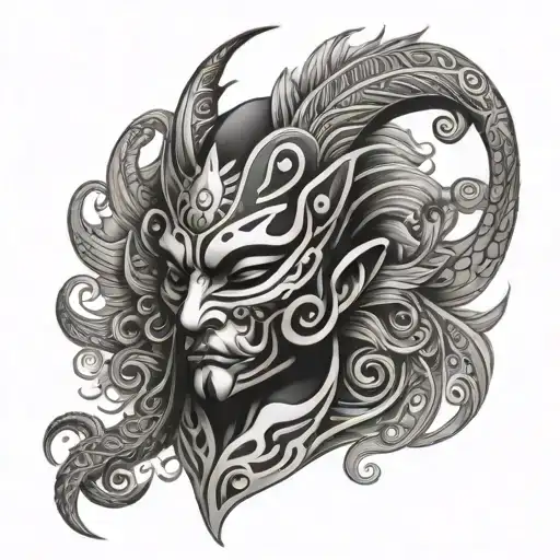 bakunawa mask looking tattoo design idea