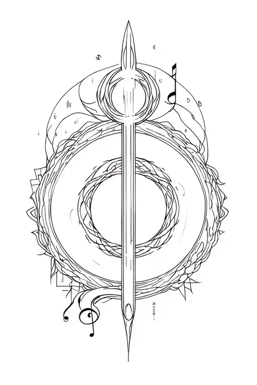 Cho Ku Rei power symbol tattoo design combining music elements tattoo design idea