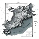 sea map with table mountain range tattoo design idea