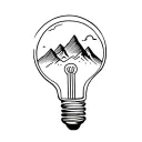 Mountain in light bulb tattoo design idea