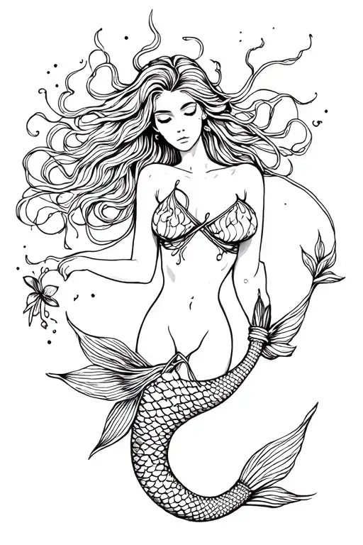 Shibari mermaid tattoo design idea
