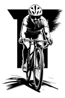 road bike riding with subtle autism logo in the background tattoo design idea