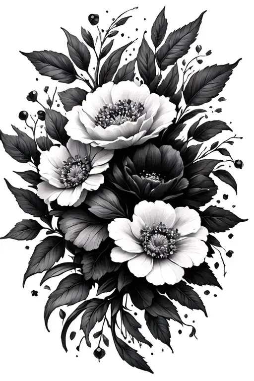 flowers theme tattoo design idea