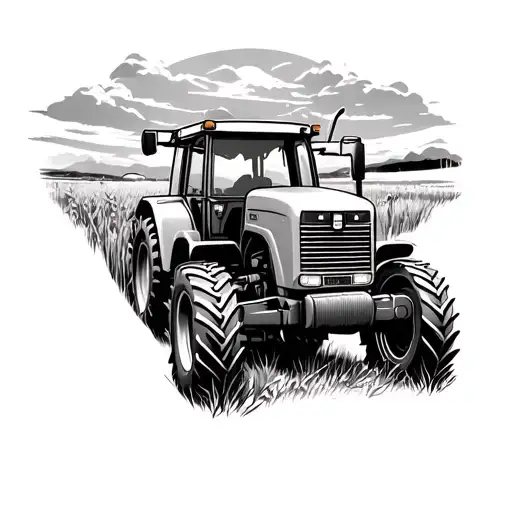 tractor wheat and wildlife tattoo design idea