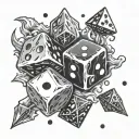 Ice Dice and Fire Dice rolling tattoo design idea