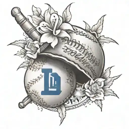 los angeles dodgers with a baseball dainty girly tattoo design idea