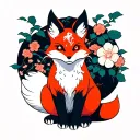 kitsune fox sitting tattoo design idea