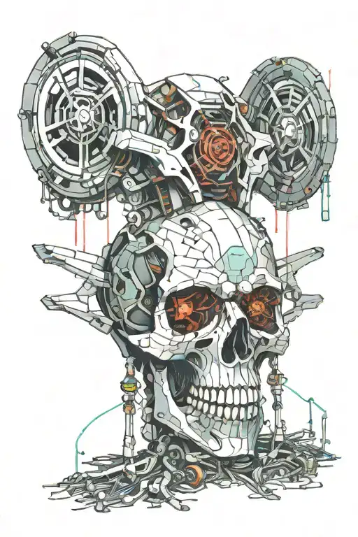 Cybernetic Back Bone, Cyberpunk, Noen, Electronics, Chrome Bones, Torn flesh, Spinal Column, dripping blood, metal bones tattoo design idea