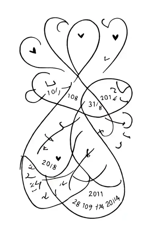 i want something inspired by my children's birthdays which are 10/08/2009, 31/01/2011, 28/11/2012 and 24/05/2014 tattoo design idea