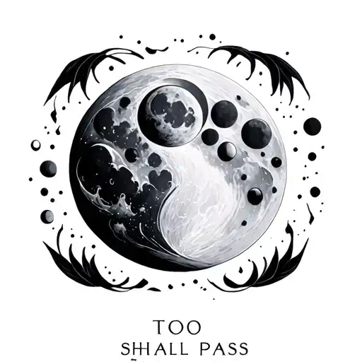 this too shall pass, moon phases tattoo design idea
