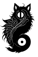 pisces peace yin yang wolf looking forward facing female tattoo design idea