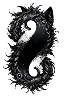 pisces peace yin yang wolf looking forward facing female tattoo design idea