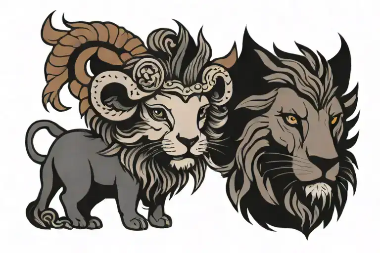 Lamb and Lion tattoo design idea