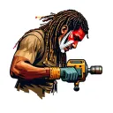 "Indigenous Plumbing " dreadlock painted face Native American plumber using drill tattoo design idea