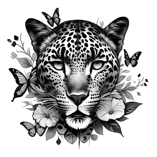 full arm sleeve for a girl with random uniqueness and no flowers or butterfly's, maybe money and cards and a leopard  tattoo design idea