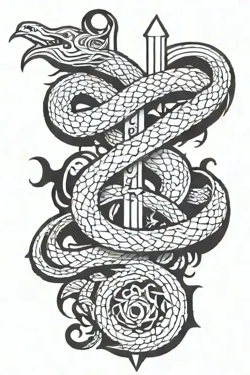 my initial 'TS' should be like swords and snake. 'T' as a Sword and 'S' as the snake around the sword. Sword Straight. tattoo design idea