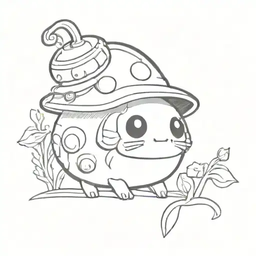 Stardew Valley game, cute junimo tattoo design idea