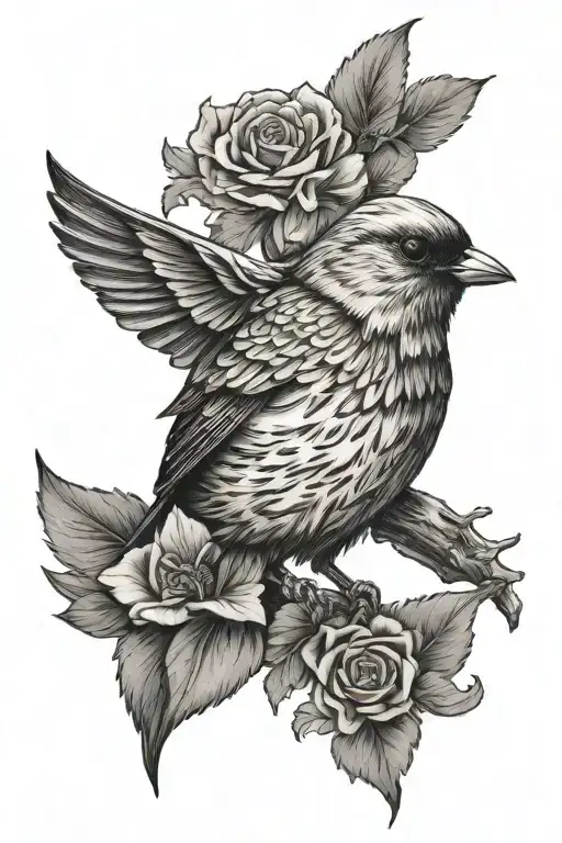 songbird within a vintage tattoo design idea