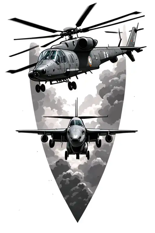 military and blackhawk helicopter and a10 warthog plane tattoo design idea