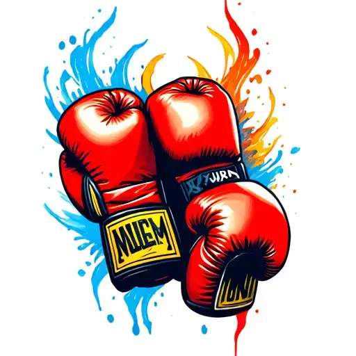 A tattoo with the meaning, daily fighting, courage, surpassing oneself. With boxing gloves tattoo design idea