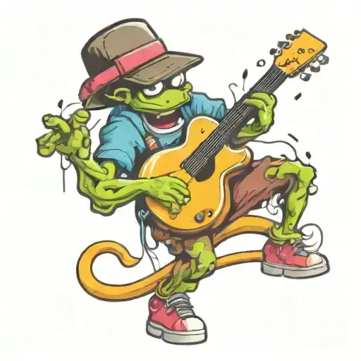 graffiti spray can character playing a guitar tattoo design idea