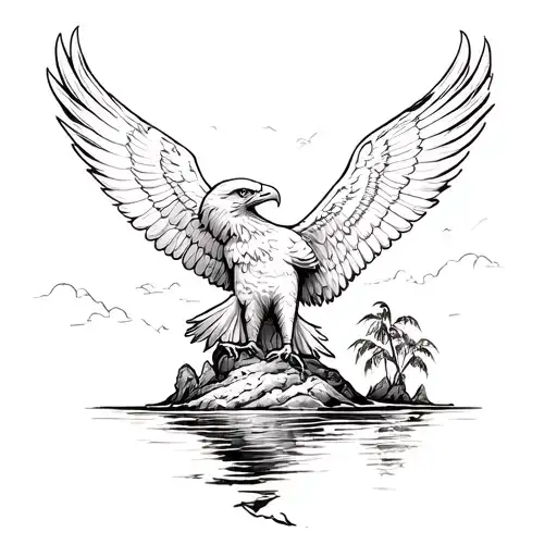 Eagle and island  tattoo design idea
