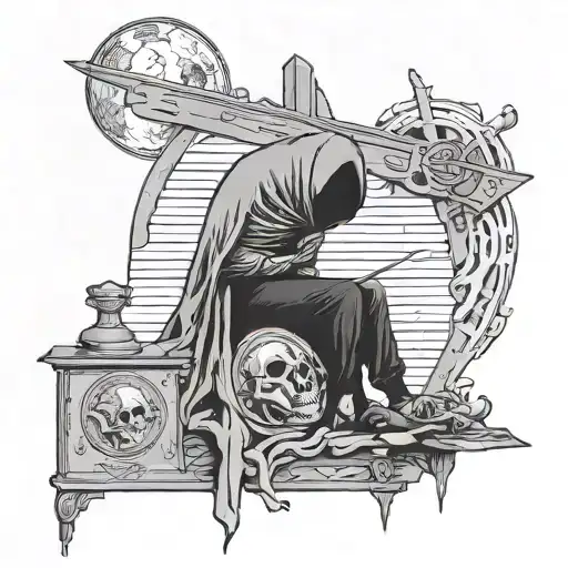 Death of the moon on the guillotine tattoo design idea