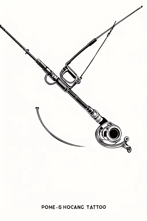 car turbocharger and fishing rod tattoo design idea